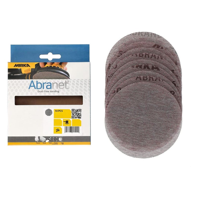 Mirka Abranet Net Disc + Pad Saver / 5 inch/Assortment Grit 80-600 / Sandpaper Sanding Discs Hook and Loop / 10 pcs / 9A-232-APRP